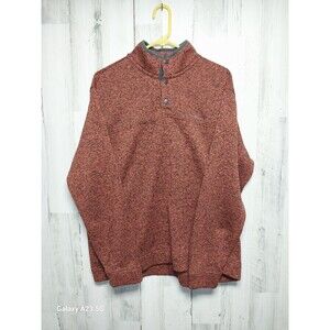Eddie Bauer Radiator Fleece 1/4 Snap Sweater Sweatshirt Large Heather Orange